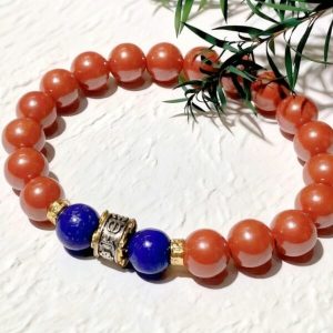 D95 Bead Bracelet: Vermilion Mantra Blessing
