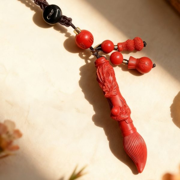 H175 Red Stone Pen Pendant Necklace