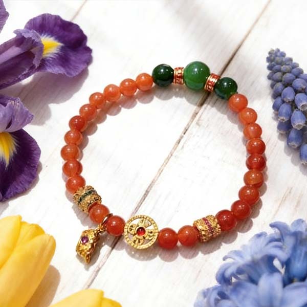 绿度母红韵纳财串-600x600 H201 Blue Dream Bead Bracelet