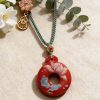 H159 Cinnabar Necklace: Lotus Harmony Cinnabar Talisman